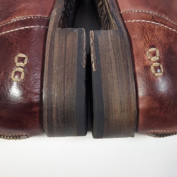 Bed Stu Moto Boots 9 Ashwell Dark Scarlett Brown Rustic Leather Boots - Picture 10 of 11